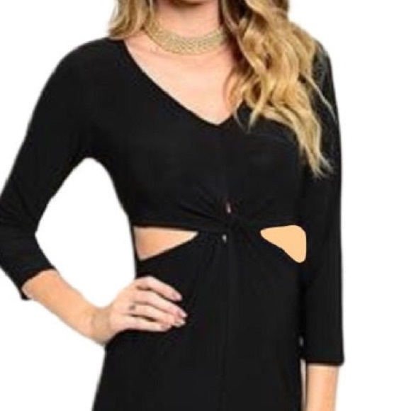 Black Knit Body Hugging Dress - Picture 3 of 4